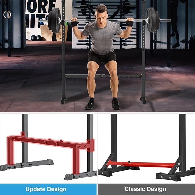 Uboway Barbell Rack Squat Stand Adjustable Bench Press Rack 550LBS Max Load Multi-Function Weight Lifting Home Gym Fitness