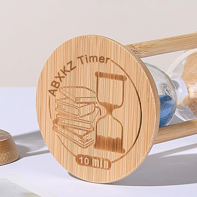 Wood Sand Timer, 10 Minute Sandglass Timer, Bamboo Hourglass 10 Min, Ten Minute Sand Clock, Blue Sand Watch, Unbreakable Sandglass, Hour Glass, Home, Office