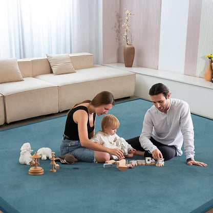 Baby Play Mat for Floor Nursery Rug Muscle Mat Area Rug Playroom Rug 50"x50" Playpen Mat Memory Foam 1.3" Thick Crawling Mat for Babies,Toddlers, Infants, Kids,Indigo