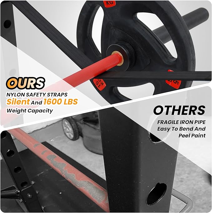 Power Cage with LAT Pulldown Machine - Squat Rack for Home Gym, Multi-Functional Weight Cage with Cable Pulley System, Dip Bars & Landmine Attachment