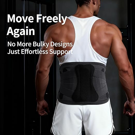 Lower Back Brace for Women Men, Adjustable Lumbar Support with 3D Pad, Breathable Ergonomic Support Belt with Metal Stays for Work, Lifting, Drive,Black,Size XXL,Waist 52"-62"