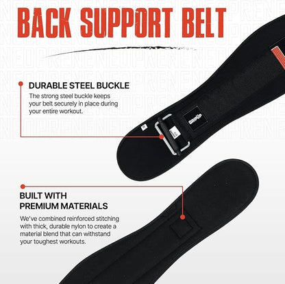 Self Locking Gym Weight Lifting Belt, 6.5” Double Locking Belt Padded Back Support, Olympic Lifting Athletes Fitness Bodybuilding Powerlifting Deadlift Squat Training for Men & Women