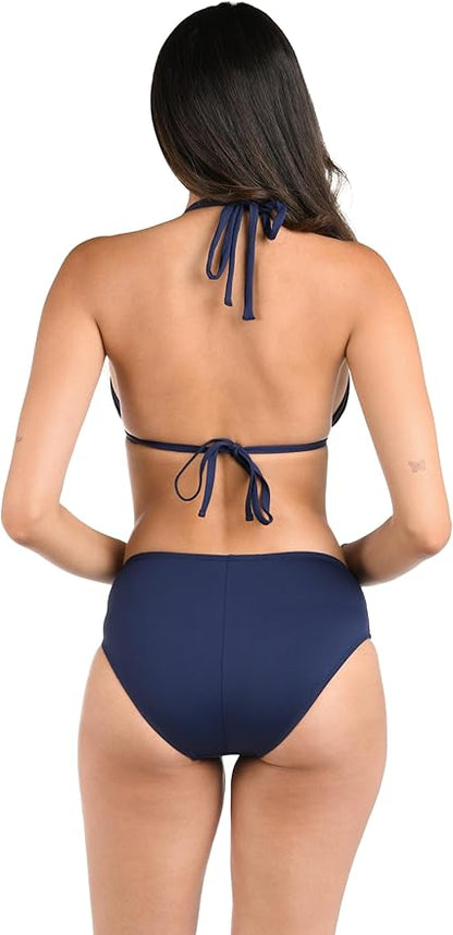 Island Goddess Rouched Halter Bikini Swimsuit Top