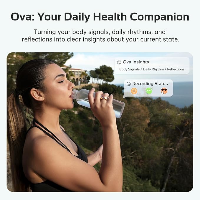 opove O Ring Smart Ring, Fitness Trackers Rings with Sleep/Stress/Heart Rate/Women's Health Monitoring, Comfortable Wearing, Up to 7 Days Using, Fitness Ring for Android & iOS, Rose Gold-Size6