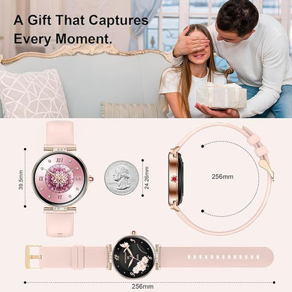 Smart Watch for Women, 1.19" AMOLED Touchscreen Fitness Watch（Calls/Notifications）3 Straps, 24H Heart Rate/Sleep Monitor/Female Cycle, 120+ Sports Modes, IP68 Waterproof Smartwatch for Android iPhone