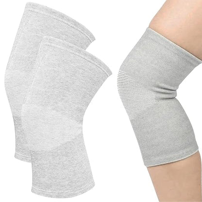 Premium Bamboo Knee Sleeve - 1 Pair Bamboo Compression Knee Sleeve for Women & Men, Anti-Slip Elastic Sport Warm Knee Brace for Arthritis (Gray,X-Large)