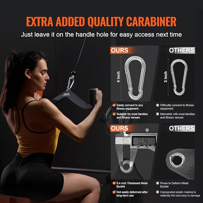 VEVOR LAT Pulldown Attachments, Cable Machine Rowing T-bar V-bar Tricep Pull Down Bar, Back Strength Training Rubber Coated Handle Grip, Bicep Curl Tricep LAT Pulldown Bar for Home Gym Fitness