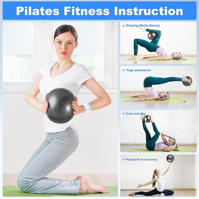 9 Inch Pilates Ball Small Exercise Ball, Workout Ball for Barre, Pilates, Yoga, Stability, Workout, Balance, Fitness at Gym Home Office