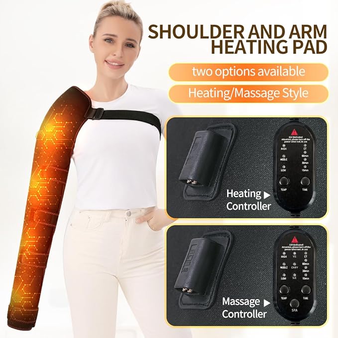 Shoulder Arm Hand Heating Pad for Pain Relief, Ultra Long Heated Wrist Wrap Heated Elbow Brace Hand Warmer for Tendonitis, Arthritis, Sports Injury Recovery, 3 Temperature Settings & Timer