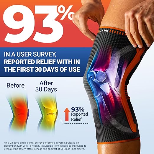 DR. BRACE ELITE Knee Brace with Size Stabilizer (2 Pack) Knee Brace for Women & Men, Workout, Sports, Daily Knee Compression Sleeve for Maximum Knee Pain Support & Fast Recovery (Mars, Large)