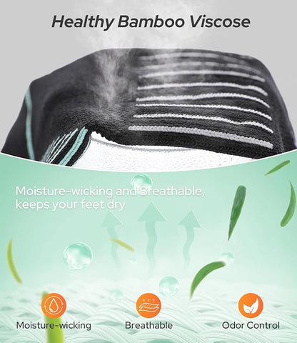 BAMBOO COOL Men's Athletic Ankle Socks Moisture Wicking, Anti-Odor Breathable Running Mesh Socks Arch Support, 8 Pack
