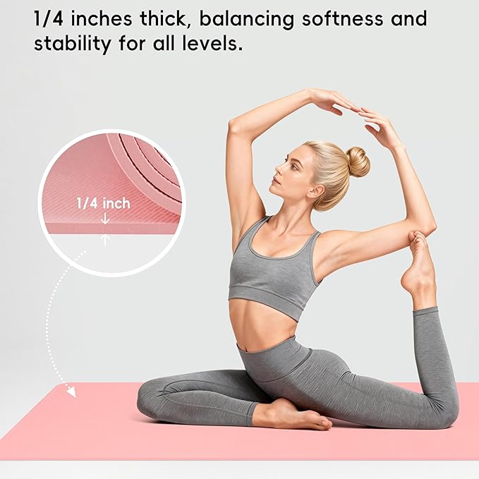 Extra Wide Yoga Mat 72"x 32" - Non Slip TPE Exercise Mat for Home Workout, 6mm High-Density Large Yoga Mat for Men & Women, Eco Friendly Pilates & Fitness Floor Mat with Carry Strap