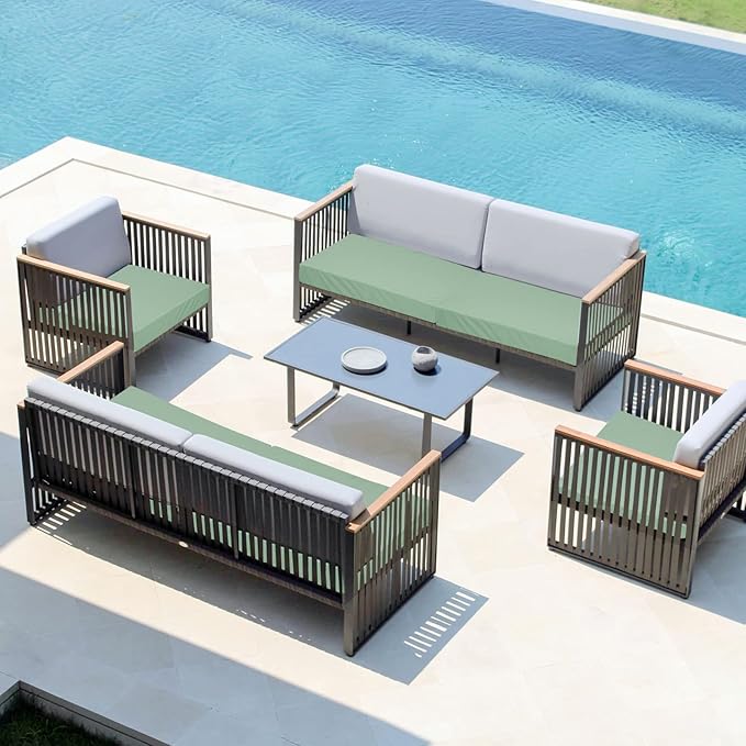 Easy-Going Waterproof Patio Cushion Covers 20x18x4 inch 2 Pack Replacement Non-Slip Outdoor Seat Cushion Slipcover with Zipper. Greyish Green
