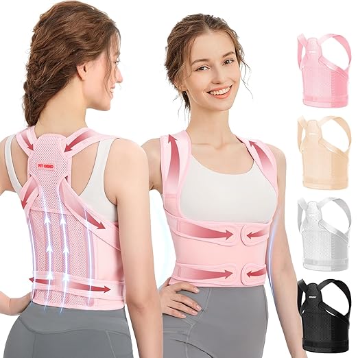 Fit Geno Back Brace Posture Corrector for Women and Men, Shoulder Straightener, Adjustable Full Back Support, Upper and Lower Back Pain Relief - Scoliosis, Hunchback, Hump, Thoracic, Spine Corrector
