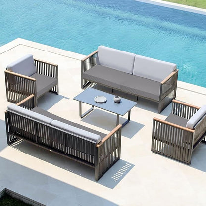 Easy-Going Waterproof Patio Cushion Covers 22x22x4 inch 4 Pack Replacement Non-Slip Outdoor Seat Cushion Slipcover with Zipper. Gray