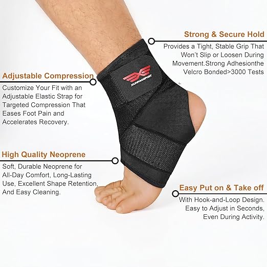 Vinaco 2 Pack Breathable & Strong Ankle Brace for Sprained Ankle, Stabilize Ligaments, Prevent Re-Injury Compression Foot Brace for Men & Women with Adjustable Wrap, Ankle Support for Men