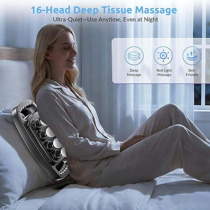 16 Head Massage Gun Deep Tissue, Percussion Massager with 3 Modes 30 Levels Quiet Powerful Motor for Muscle Recovery Pain Relief Back Neck Shoulders Home Gym Office