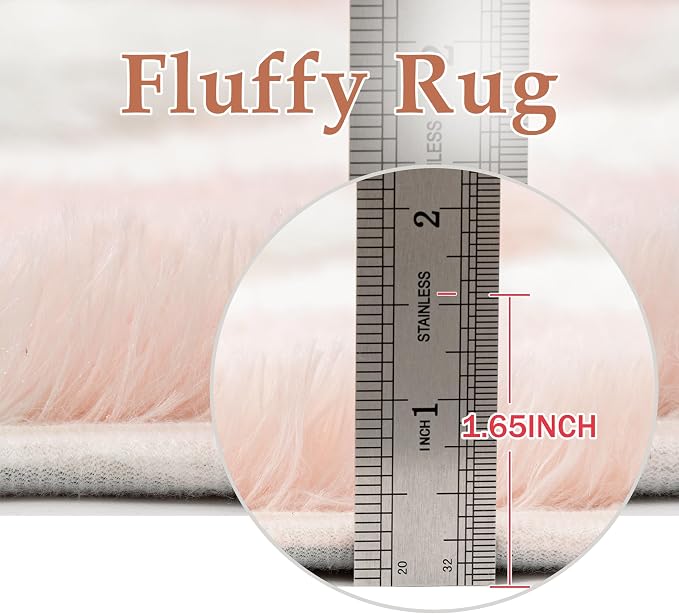 PureCozy Checkered Rug 6x9 Fluffy Shag Living Room Pink Area Rug Modern