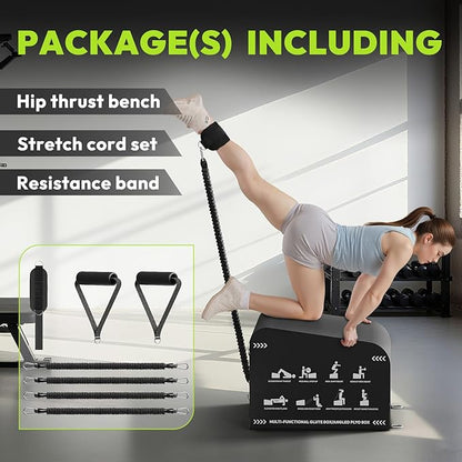 HANDBODE Hip Thrust Bench, Multi-Functional Slip-Free Hip Thrust Machine for Glute Bridge, Box Jump, Push-Ups, Squat, Ab Exercise, Suitable for Home & Gym