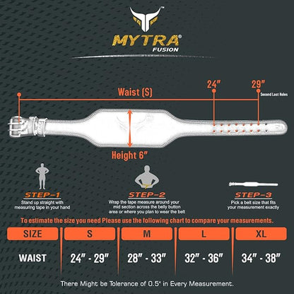 Mytra Fusion 6 inch Leather Weight Lifting Belt courted power lifting back support belt weight lifting belt men women weight lifting belt lever weight lifting powerlifting belt