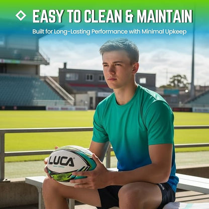 LUCA Rugby Ball Youth and Adult Sizes 3, 4 & 5 - Hand Stitched Super Grip Training Ball - Durable 3-Ply Waterproof Surface for College & Club Practice