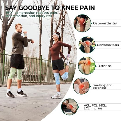 aoFIT Compression Knee Brace for Women & Men, 2 Pack AOCELL Knee Sleeve Support for Knee Joint Pain Relief, ACL, Meniscus Tear, Arthritis - Breathable for Workout, Running, Gym, Sports, Fitness L