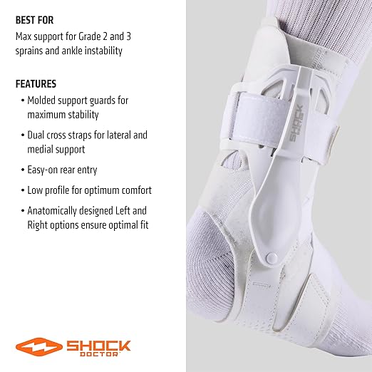 Shock Doctor L3 ZR Ankle Brace Right White L