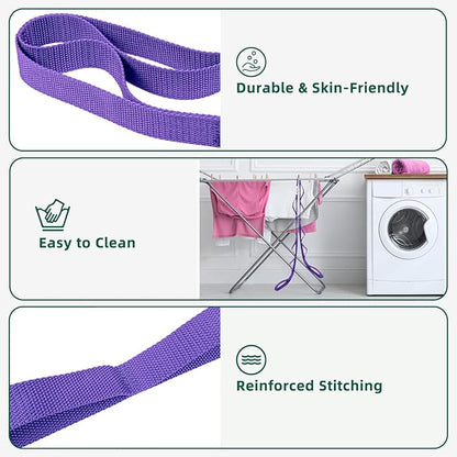 Abiarst Stretching Strap Yoga Straps for Physical Therapy, 10 Loops Non-Elastic Stretch Band for Pilates, Flexibility, Exercise and Gymnastics