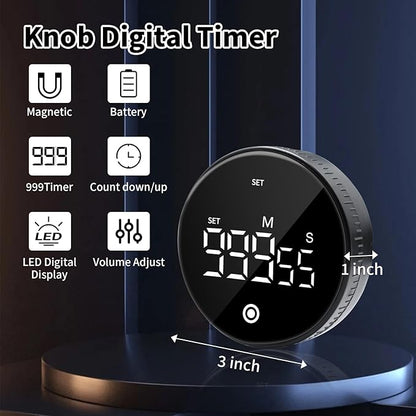 Digital Kitchen Timer with Magnet,Large LED Display Visual Timer with Countdown Countup for Adult & Children,Battery Supply for Classroom Home Gym Office (2 * Black)