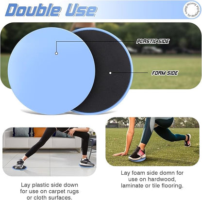 Krightlink Exercise Core Sliders Core Sliding Discs, Dual Sided Workout Sliders for Full Body Workout on Carpet or Hardwood Floor, Training Abdominal Core Strength (Blue - 1 Pair)