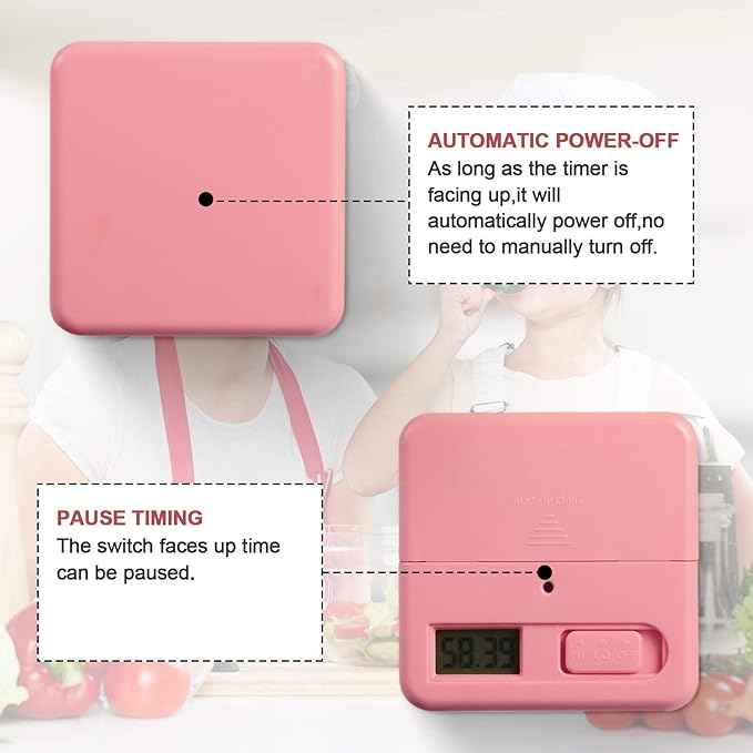 Weewooday Cube Timer, Gravity Sensor Flip Timer for ADHD Productivity, Classroom Kitchen Study Workout Cooking Desk Timers for Time Management, 15 20 30 60 Minutes Countdown Tool(Pink)