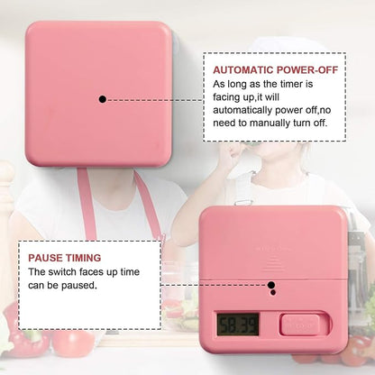 Weewooday Cube Timer, Gravity Sensor Flip Timer for ADHD Productivity, Classroom Kitchen Study Workout Cooking Desk Timers for Time Management, 15 20 30 60 Minutes Countdown Tool(Pink)