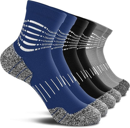 IRAMY Ankle Compression Socks for Men Athletic Running Socks with Cushioned Support 3/5 Pairs