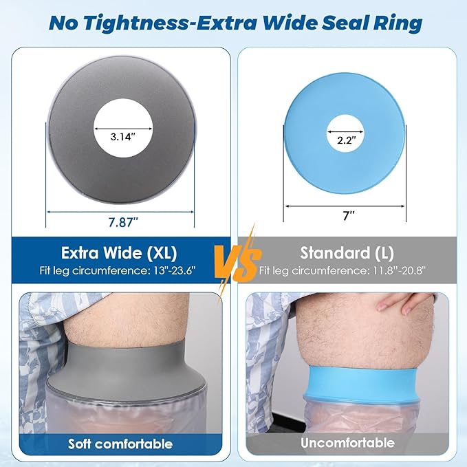 Zoyehoo Waterproof Full Leg Cast Cover for Showering Adult, Extra Long Cast Covers for Shower Leg, Reusable Watertight Shower Protector for Thigh Knee Foot Ankle Surgery Wounds Cast Boot & Brace, XL