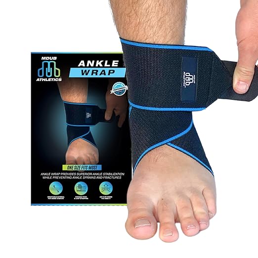 MDUB Ankle Support Wrap 1 Pack, Achilles Tendonitis Pain Relief Planter Fasciitis Support Brace, Hiking, Soccer, Basketball, Running, Tennis, Volleyball & Pickleball