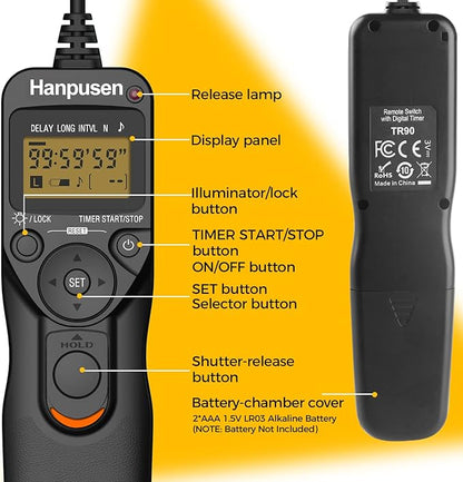 Camera Wired Timer Shutter Release, Camera Intervalometer Shutter Release Cords Compatible with Nikon Df, Z7, Z7 II, Z6, Z6 II, Z5, D750, D780, D5300, COOLPIX P950; Replaces Nikon MC-DC2