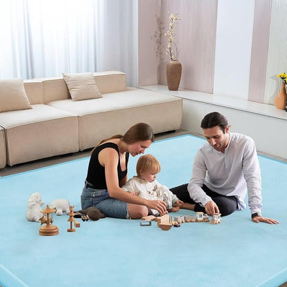 Baby Play Mat for Floor Nursery Muscle Mat Area Playroom Rug 39"x59" Memory Foam 1.3" Thick Crawling Mat for Babies,Toddlers, Infants,Kids (Ice Blue)