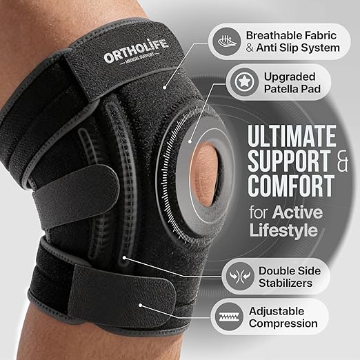 Knee Brace for Women and Men – Knee Compression Sleeve for Meniscus Tear, ACL, Arthritis Pain Relief, Patella Pad & Side Stabilizers – Please Check How To Size Video (Gray, Medium)