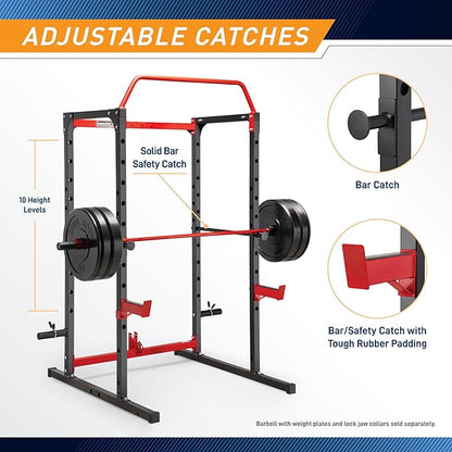 Marcy Power Cage with Pull-Up Bar,Adjustable Bar Catches,Olympic Standard Weight Plate,Accessories Build Your Own Home Gym with Optional Dual Pulley Trolley System for Body Exercise,Strength Training