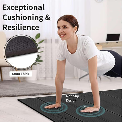 Foldable Wide & Large Yoga Mat – Cushioned, Compact & Easy to Store | 6mm & 8mm Thick | For Home, Gym, Travel, Yoga, Pilates & Floor Exercises