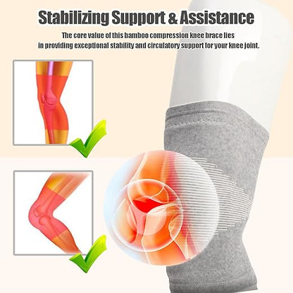 Bamboo Charcoal Compression Knee Sleeve - 2 Pairs Elastic Warm Knee Brace for Men and Women - Compression Knee Pads for Arthritis (Black+Gray, Small)