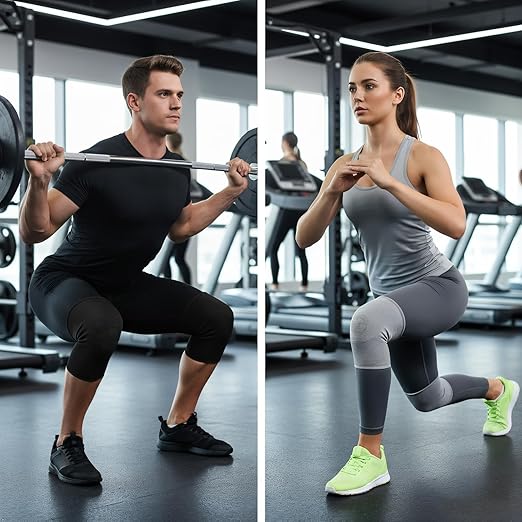 Bamboo Charcoal Compression Knee Sleeve for Runners & Arthritis - Elastic, Breathable Knee Support Pads with Warmth & Odor Control (Gray+Black) (Medium)