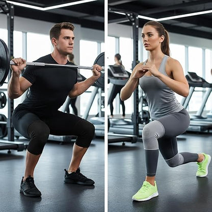 Bamboo Charcoal Compression Knee Sleeve for Runners & Arthritis - Elastic, Breathable Knee Support Pads with Warmth & Odor Control (Gray+Black) (Medium)