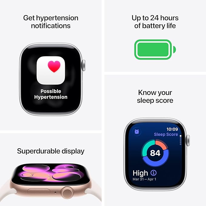 Apple Watch Series 11 [GPS 46mm] Smartwatch with Space Gray Aluminum Case with Black Sport Band - M/L. Sleep Score, Fitness Tracker, Health Monitoring, Always-On Display, Water Resistant