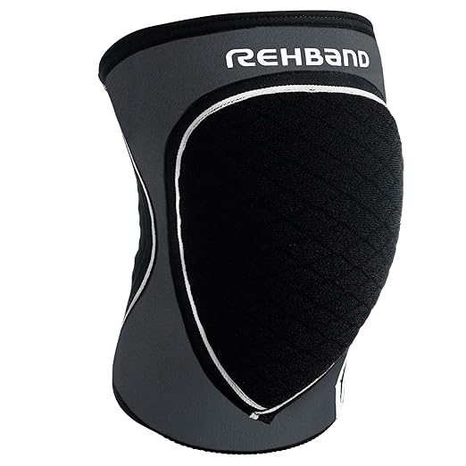 Rehband Knee Pads for Volleyball, Handball & Indoor Sports, Neoprene Knee Sleeve Protector, Comfortable & Snug Fit, Shock-absorbing Sports Knee Pads Unisex, Colour:Steel Grey, Size:X-Large
