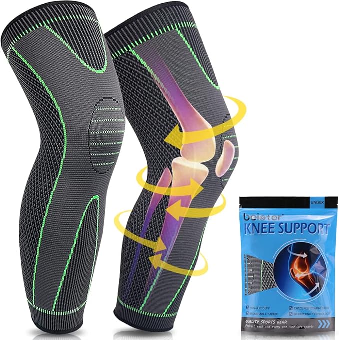 beister 1 Pair Full Leg Compression Sleeves for Women & Men, Extra Long Leg & Calf Braces Knee Sleeve for Basketball, Football, Running, Working Out, Arthritis