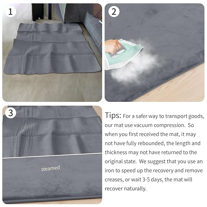 Huloo Sleep Baby Play Mat for Floor,1.3" Thick Elasti-Foam 50"×50" Playpen Mat for Tummy Time,Non-Toxic Certified Water Repellent Soft Coral Velvet for Toddler,Infant,Kids,Non-Slip Backing Safe for Crawling(Dark Grey)