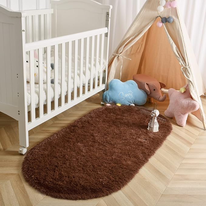 LOCHAS Bedroom Rug 2.6' x 5.3', Soft Oval Throw Rugs Carpet