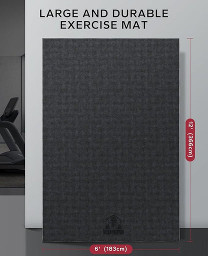 HAPBEAR Large Exercise Mat-7'x5'/6'x8'/6'x9'/6'x10'/6'x12'x8mm(1/3"),Non-Slip, Ultra Durable, Thick Workout Mat for Home Gym Flooring Cardio, Yoga for Fitness, High-Density, Shoes-Friendly