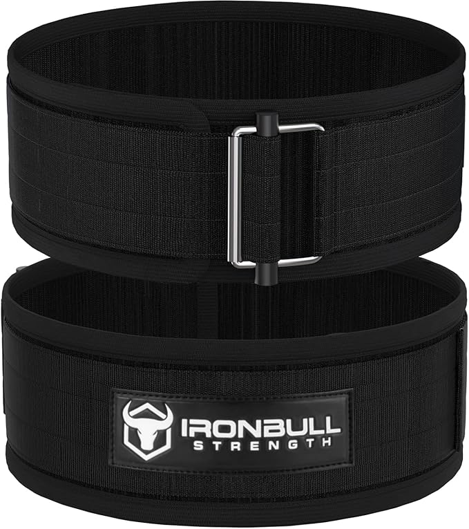 Lifting Belt for Weightlifting, Cross-Training, Olympic Lifting & Bodybuilding | Auto-Lock Padded Nylon Back Support for Squats, Deadlifts Bench Press, Gym, Workout (All Black, Medium)